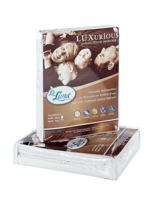 La Luna Luxurious Pillowcase Set with Envelope Cover Quilted White 50x70cm.
