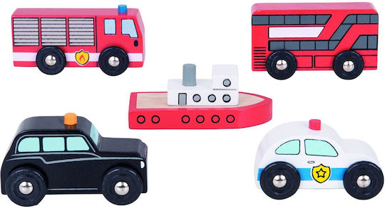 Set 5 vehicule din lemn