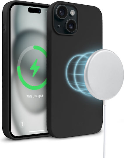 Crong Color Задна корица Силикон Черен (iPhone 15)