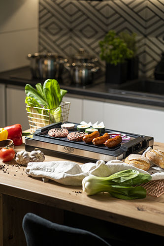 Adler Tabletop Electric Grill Smooth Plate 3000W with Adjustable Thermostat 36.5cmx24cmcm