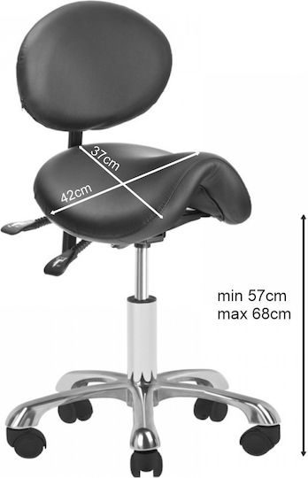 Salon Stools Wheeled Stool with Backrest Black