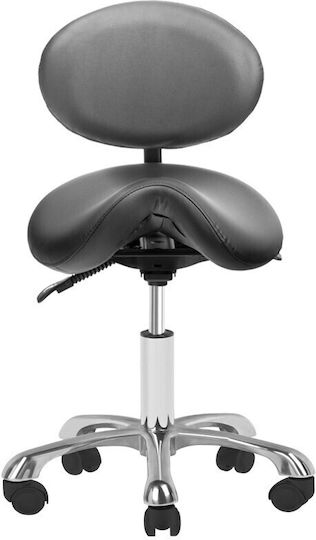 Salon Stools Wheeled Stool with Backrest Black