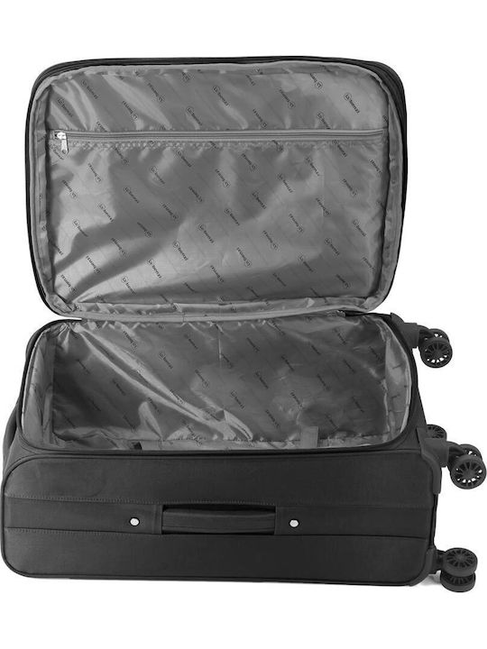 Benzi Medium Fabric Suitcase Black with 4 Wheels Height 63cm