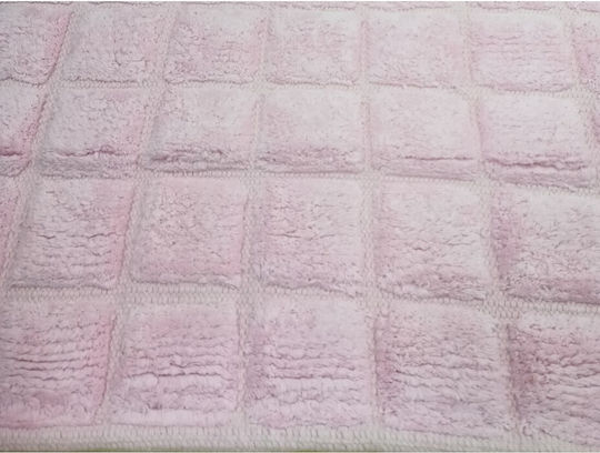 Palamaiki Πατάκι Μπάνιου Βαμβακερό Squares Pink 60x90εκ.