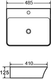 Karag Aufgesetztes Waschbecken Porzellan 48.5x41x12.5cm Weiß