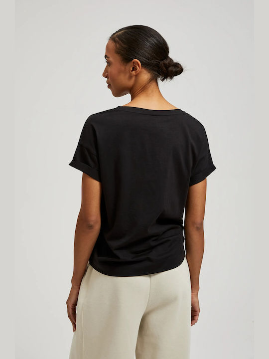 Moodo Women's Blouse Cotton Short Sleeve black