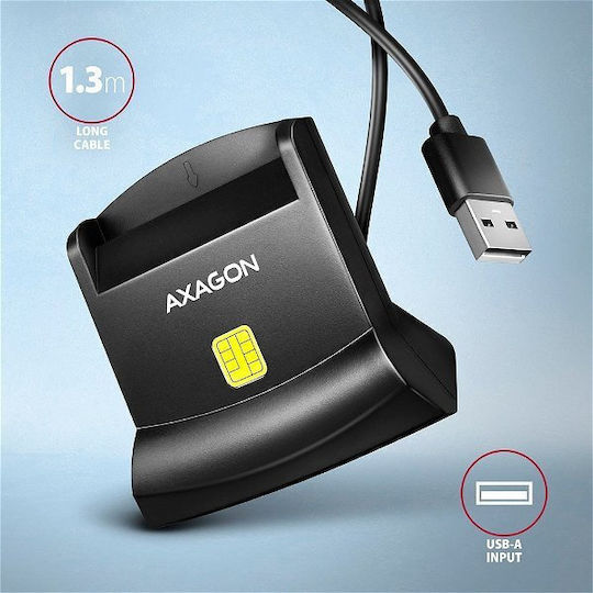 Axagon Cre-sm4n Smart Card Id Card Standreader Usb-a Cable 1.3 M