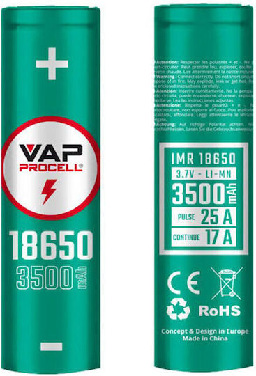 elfbar elfa master akku IMR 18650 3,500mAh 17A Battery by Vap Procell - Battery for e-cigarettes main image 0