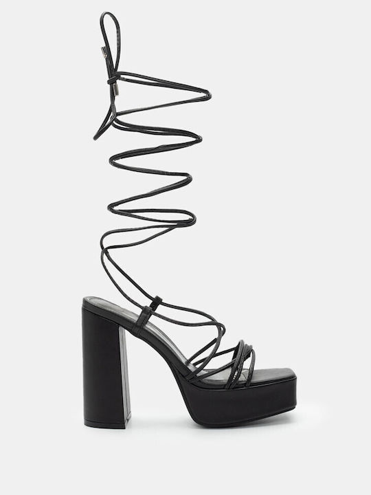 Lace Up Platform Sandals 4255201-black