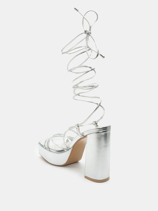 Lace Up Platform Sandals 4255211-silver