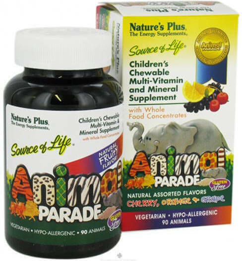 Nature's Plus Animal Parade Children's Chewable Multi-Assorted F Πολυβιταμίνη για Ενίσχυση του Ανοσοποιητικού Cherry Orange Grape 90 μασώμενες ταμπλέτες