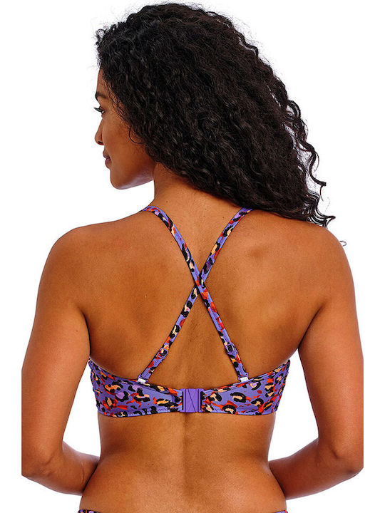 Santiago Nights Strapless Bikini Top με Ενίσχυση Animal Print Μωβ