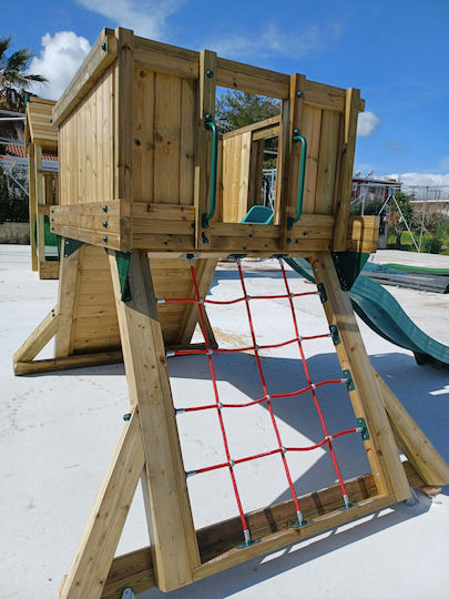 Hy-land Rutsche mit Kletterfläche aus Holz 430x310x230cm.