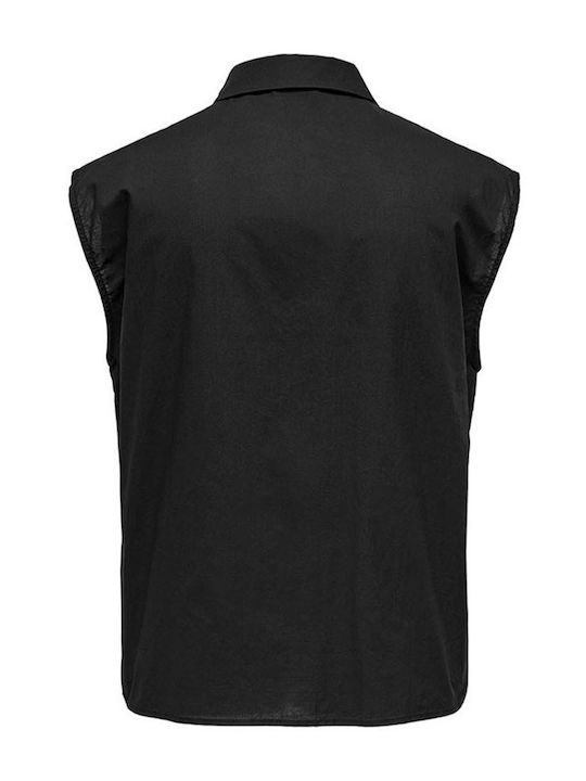 Only Ärmellos Damen Hemd Black