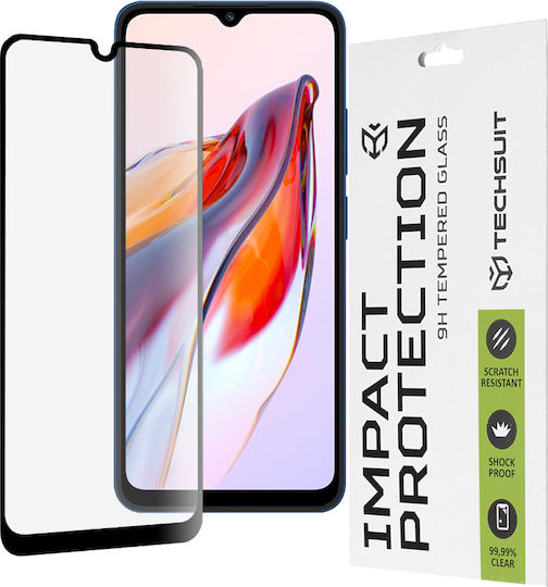 Techsuit 111d Vollkleber Vollflächig gehärtetes Glas Schwarz (Redmi 12C)