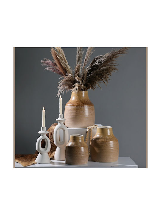 Zaros Vază Decorativă Ceramică Bej 20.5x20.5x23.7cm 1buc