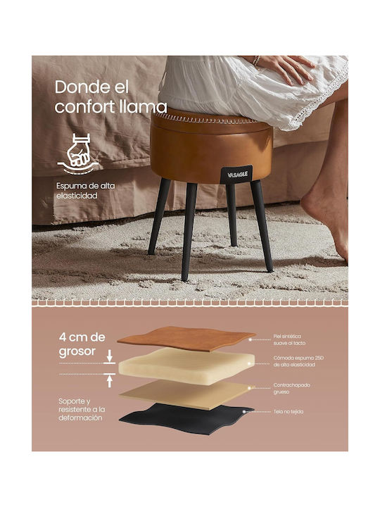 Stool For Living Room Leather Caramel Brown