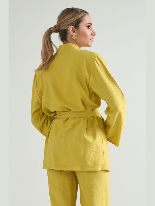 Cento Fashion Damen Kimono Yellow