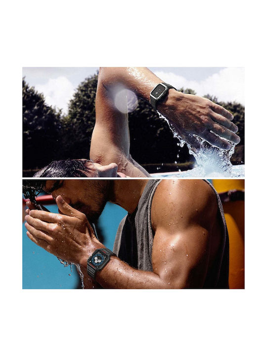 Hurtel Armored Калъф & Каишка Силикон Transparent / Pink (Apple Watch 7, Apple Watch SE)