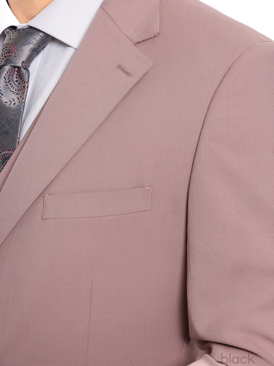 Men's Suit with Vest Pink