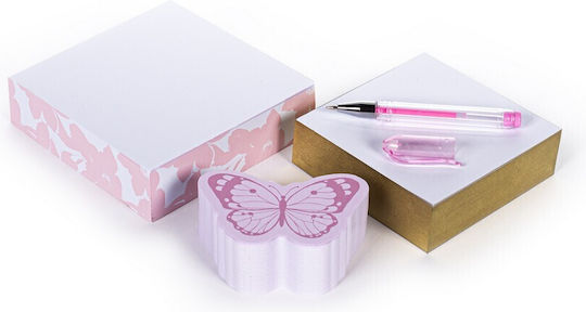 Set of 3 Pieces Sticky Notes Tri-coastal Butterfly Pen