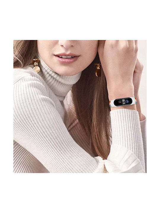 Hurtel Fabric Λουράκι Υφασμάτινο Braided Λευκό Κόκκινο (Mi Smart Band 5/Mi Smart Band 6)