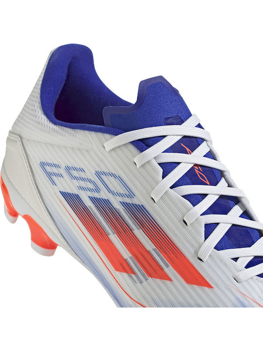 adidas F50 League Football Shoes with Cleats Cloud White / Solar Red / Lucid Blue