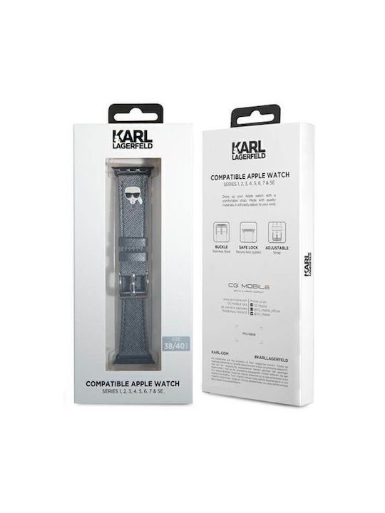 Karl Lagerfeld Karl Head Armband Synthetisches Leder Silber (Apple Watch 38/40/41/42mm) KLAWMOKHG