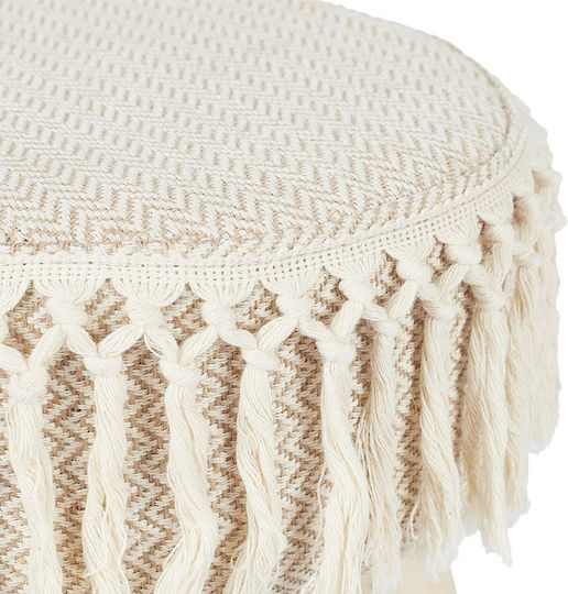 Stool For Living Room Wooden Beige 28x28x40cm