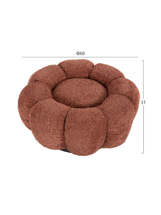 Stool For Living Room Upholstered with Fabric Kripp Pink Boucle / Black Base 60x60x31cm