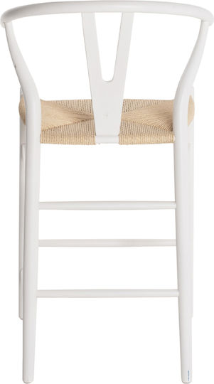 Stool Bar with Backrest Wicker Brave White 56x52x106cm