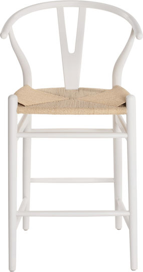 Stool Bar with Backrest Wicker Brave White 56x52x106cm