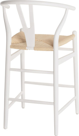 Stool Bar with Backrest Wicker Brave White 56x52x106cm