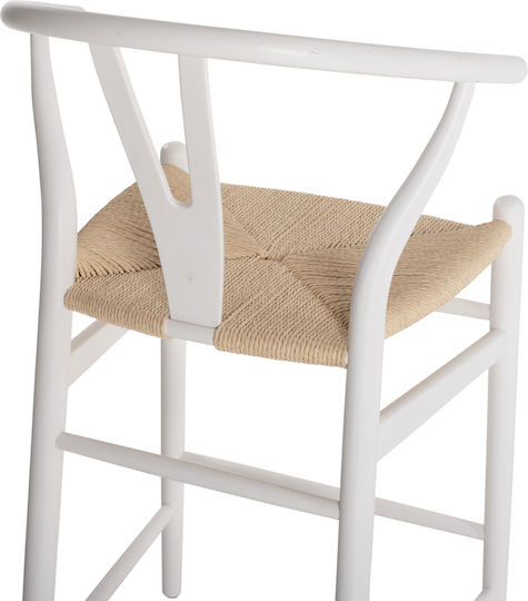 Stool Bar with Backrest Wicker Brave White 56x52x106cm