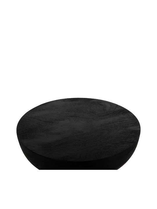Stool For Living Room Wooden Scallop Black 35x35x45cm