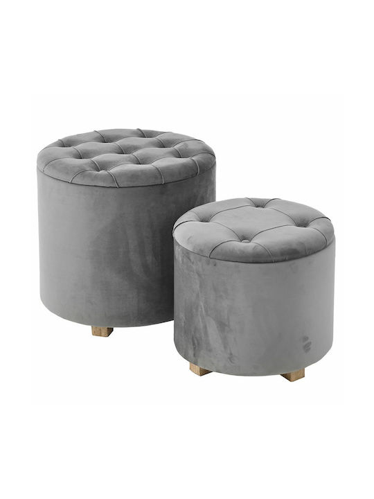 Stool For Living Room Upholstered with Fabric Beige 2pcs 50x50x48cm