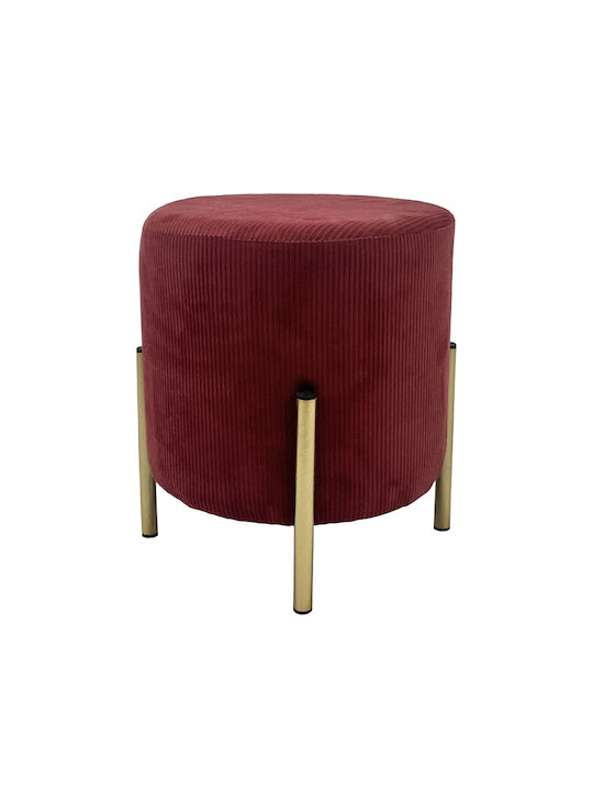 Stool For Living Room Upholstered with Fabric Pink/Gold 28x28x32cm