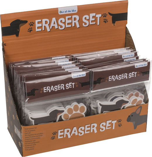 Multicolored Dog Erasers 12.5x6.5cm Set of 4