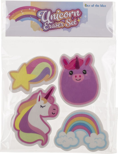 Unicorn Erasers Multicolored 5cm Set of 4