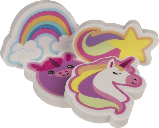 Unicorn Erasers Multicolored 5cm Set of 4