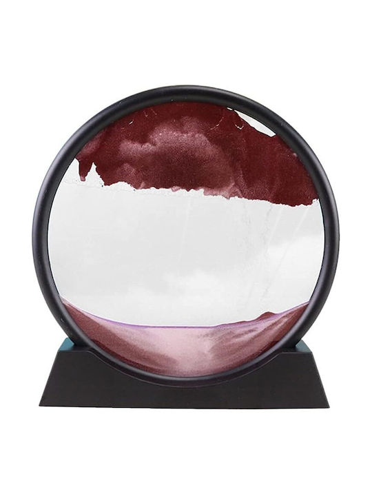 Home Office Decor Hourglass Shape Glass Sand 3d 26x27 Cm Burgundy Black