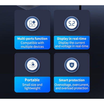 QianLi Suport de Încărcare cu 4 Porturi USB-A și 4 Porturi USB-C 110W Livrarea energiei / Quick Charge 3.0 în culoarea Negru (PQW110)