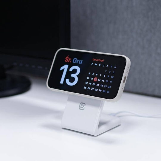 Crong Φορτιστής Magsafe 7.5W Power Delivery Λευκός (MagSpot Stand 2 in 1)