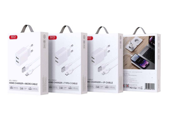 XO Ladegerät mit 2 USB-A Anschlüsse und Kabel Micro-USB Weißs (L109)