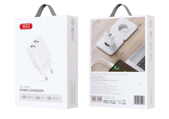 XO Charger Without Cable with 2 USB-A Ports Whites (L109)