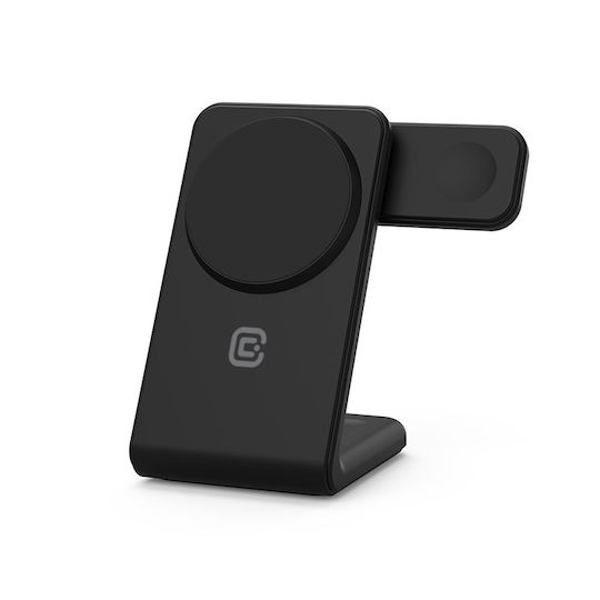 Crong Φορτιστής Magsafe 7.5W Power Delivery Μαύρος (MagSpot Pivot Stand 3 in 1)