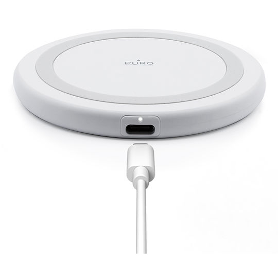 Puro Ασύρματος Φορτιστής (Qi Pad) και Καλώδιο USB-C 10W Λευκός (PUFCCSQI10W2WHI)