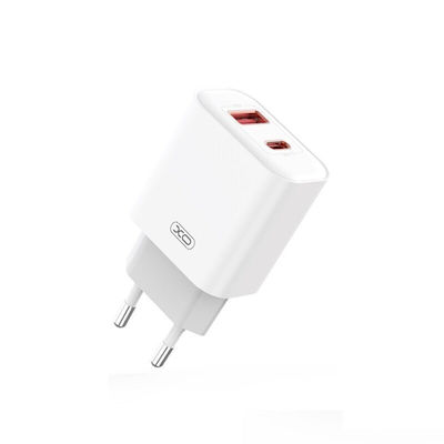 XO Ladegerät ohne Kabel mit USB-A Anschluss und USB-C Anschluss 20W Stromlieferung Weißs (CE12)