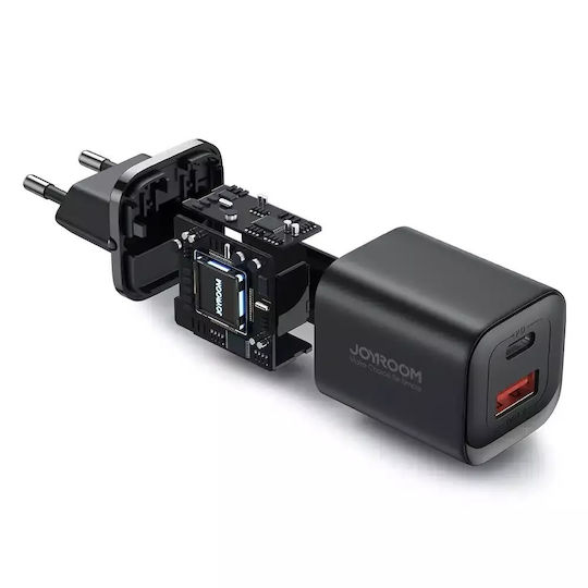 Joyroom Φορτιστής Χωρίς Καλώδιο με Θύρα USB-C 30W Power Delivery / Quick Charge 3.0 Μαύρος (JR-TCF08)