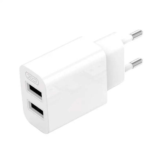 XO Charger with 2 USB-A Ports and Cable USB-C Whites (L109)